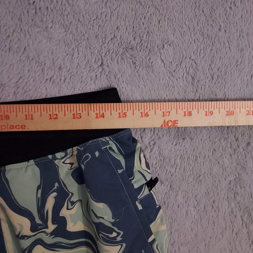 Fabletics Shorts Mens 30 Elastic Waist Lined Blue Green Performance Zip Pockets - Picture 7 of 10